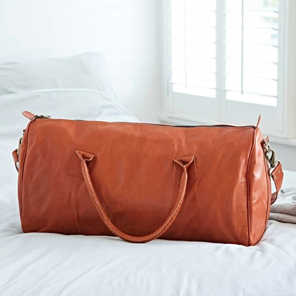 Paper High Brown Leather Duffle Style Gym Bag