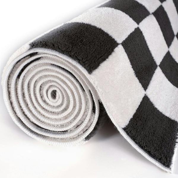 Loft Checkerboard Dark Grey Rug Easy to hoover.