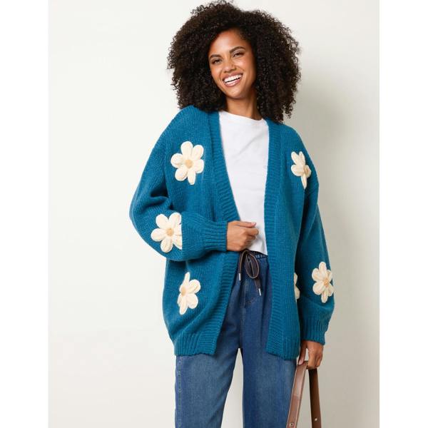 Blue Vanilla Daisy Large Flower Cardigan