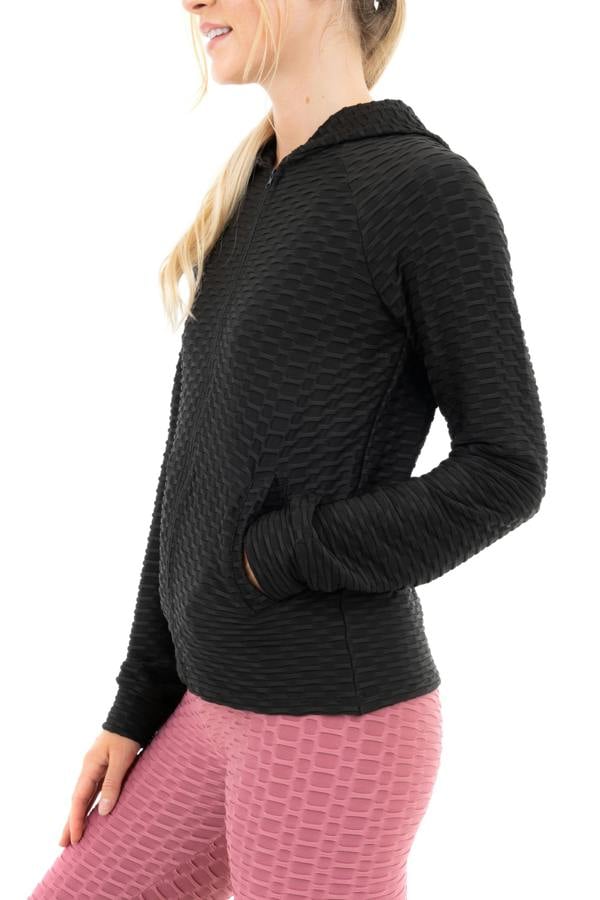 Smart Living Women's Full-Zip Honeycomb Textured Jacket - Black