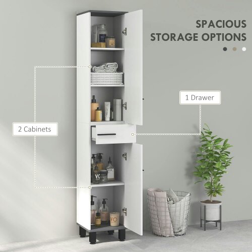 Wyld Haus Mael Extra Tall Slim Bathroom Storage Cabinet In White 190cm
