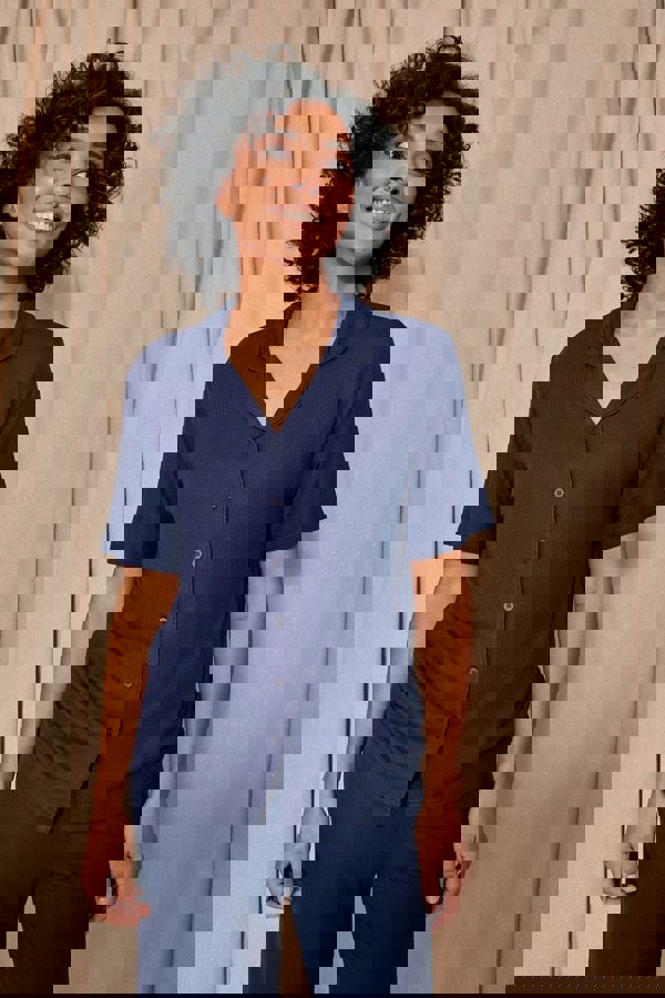 EcoVero Ribbed Shirt Capri Set in MidnightNightwear