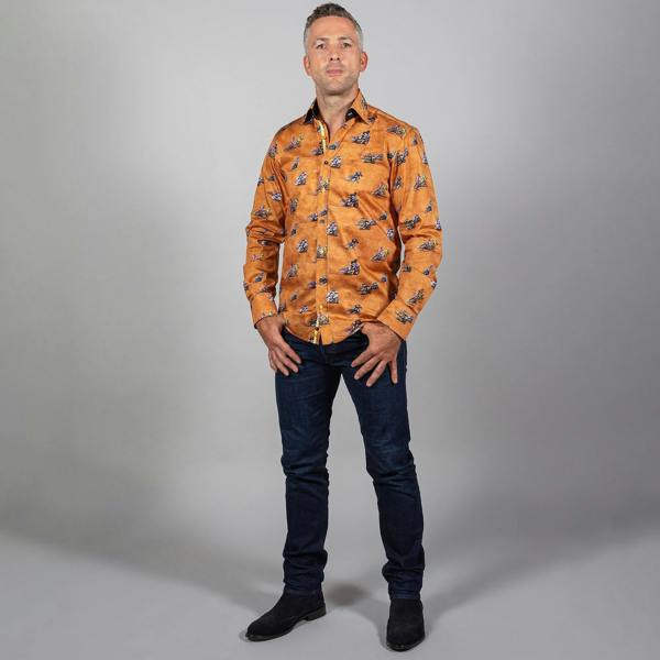 KING OF CLAY SPEEDWAY PRINT SHIRT - Premium Men's Patterned Shirt by Claudio Lugli | Bold Design, Tailored Fit, Best Printed Shirts
