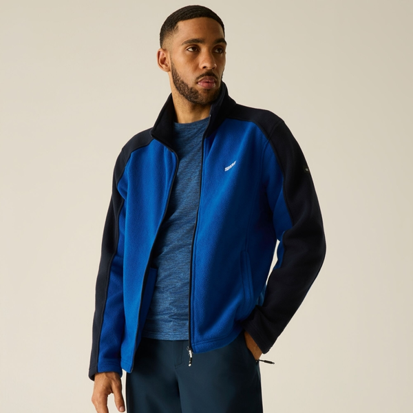 Regatta Great Outdoors Mens Hedman II Two Tone Full Zip Fleece Jacket - Olympian Blue/Navy