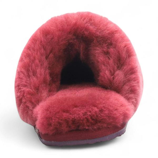 Infinity Leather Women's Sheepskin Slippers Burgundy Warm Winter Fur Mule - Aurora