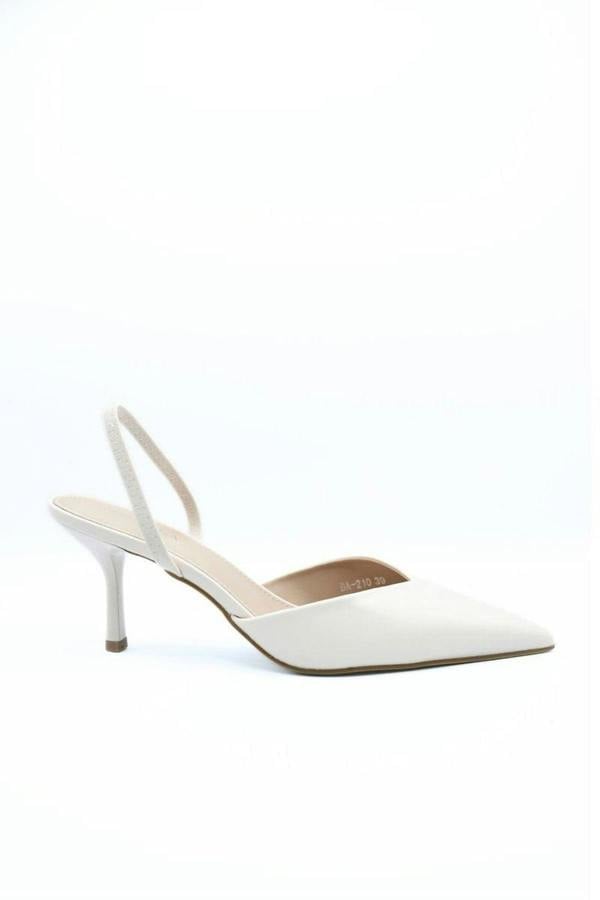 Ophelia Pointed Toe Slingback High Heels - Beige