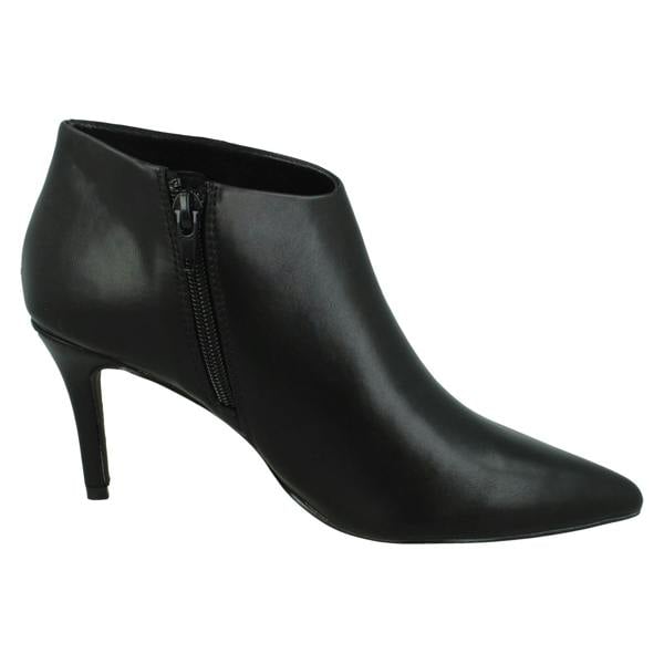 Spot On Ladies Spot On High Heel Low Cut Ankle Boot with Metal Heel Trim F51229