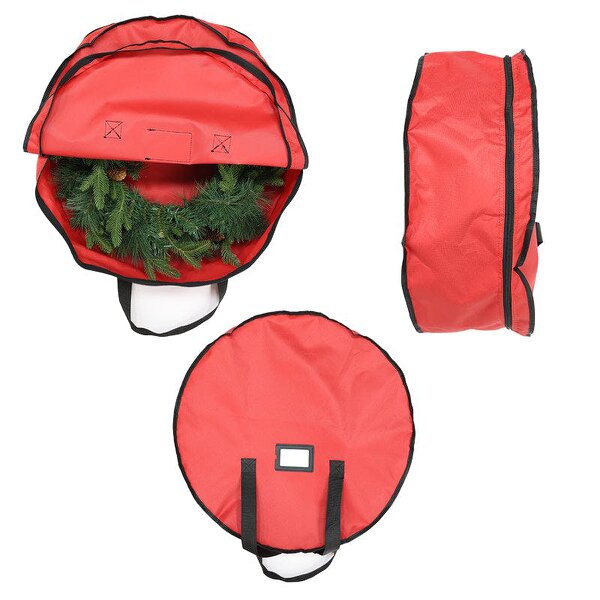 Outdoor Living Christmas Xmas Wreath Decoration Zip Up Sack Fabric Storage Bag