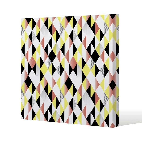 Benjamin Tate Design Yellow, Pink & Black Geometric Pattern (Canvas Print)