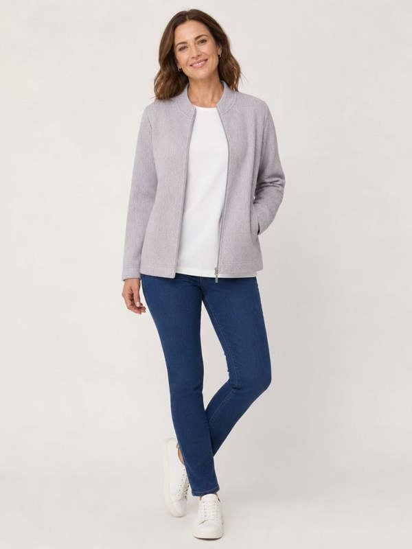 TIGI Cable Rib Zip Through Top