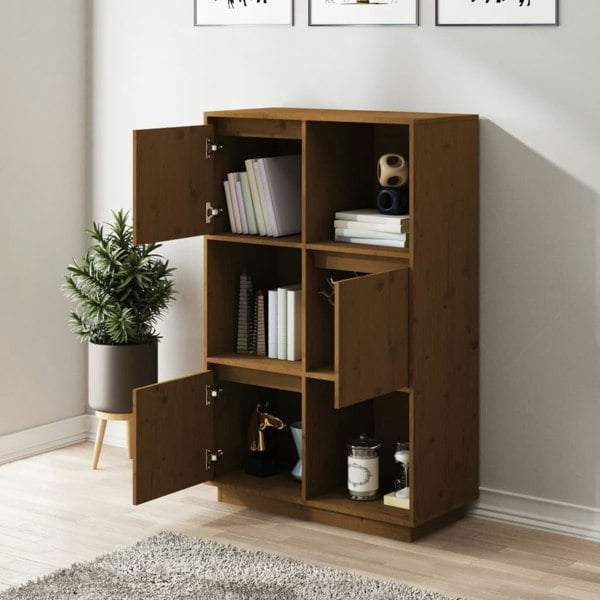 Berkfield Highboard Honey Brown 74x35x117 cm Solid Wood Pine