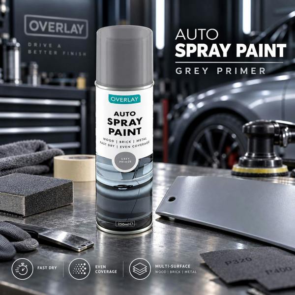 Overlay 2X Overlay Grey Primer Auto Professional Spray Paint 250ml