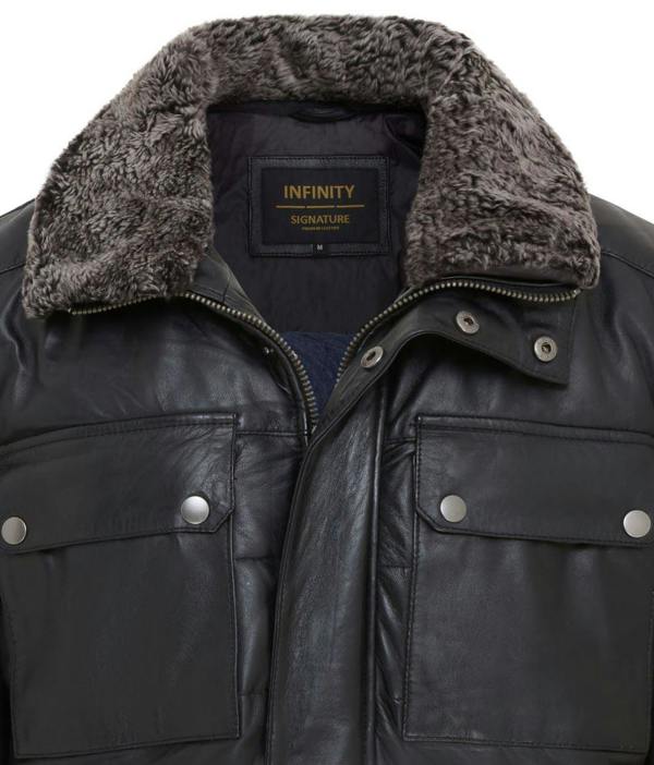 Infinity Leather Mens Leather Puffer Quilted Jacket - Farsund