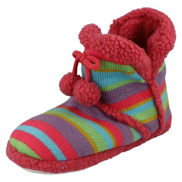Spot On Girls Spot On Flat Pom Pom Detail Bootee Slipper