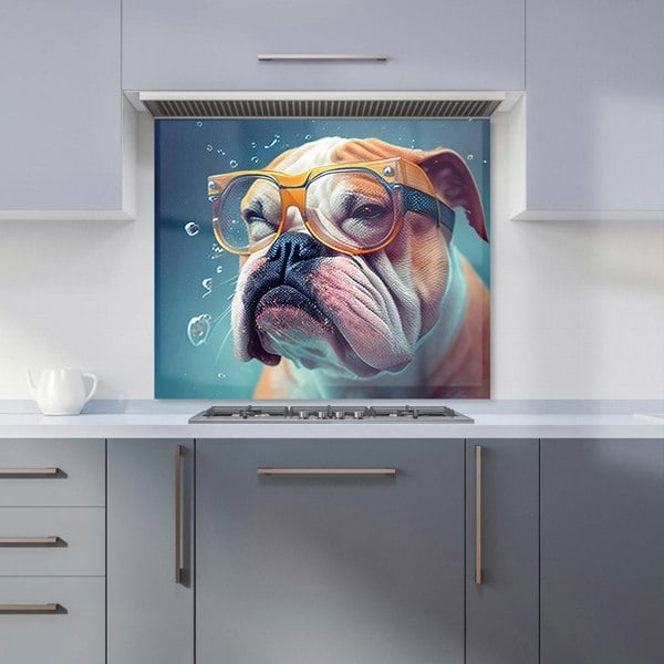 Warren Reed - Designer Bulldog With Glasses Splashart Kitchen Splashback