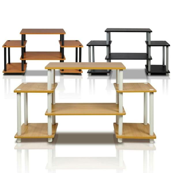 WALPLUS Modern Furniture Piece for Stylish and Functional Home Use | 11257BE/WH Turn N Tube No Tools Entertainment Center, Beech/White