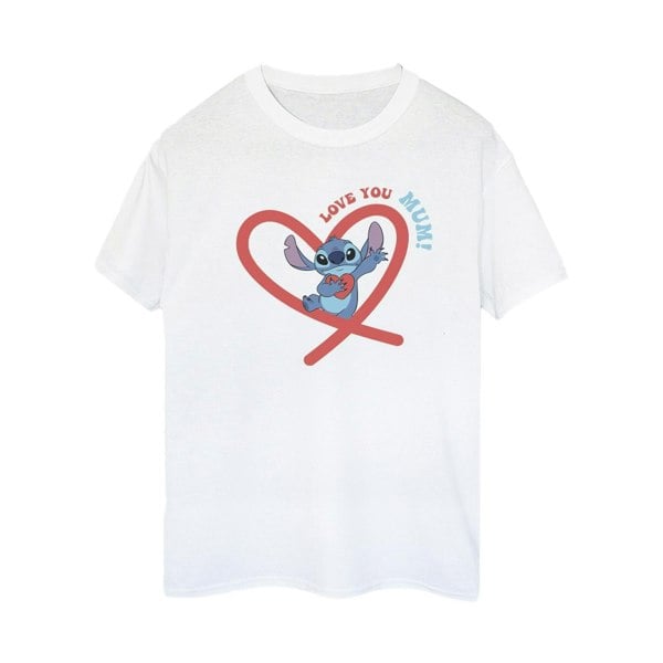 Disney Womens/Ladies Lilo & Stitch Love You Mum Cotton Boyfriend T-Shirt - White