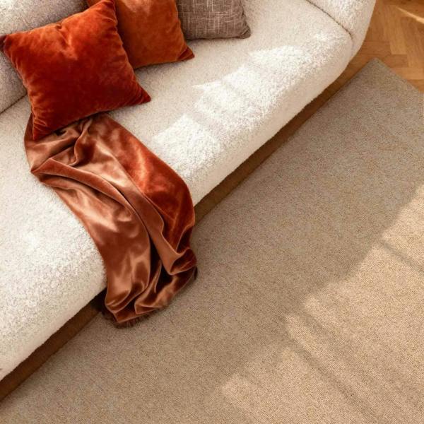 Fine Boucle Wool Rug Knots Beige, textured design, heat insulting, sound-absorbing rug.