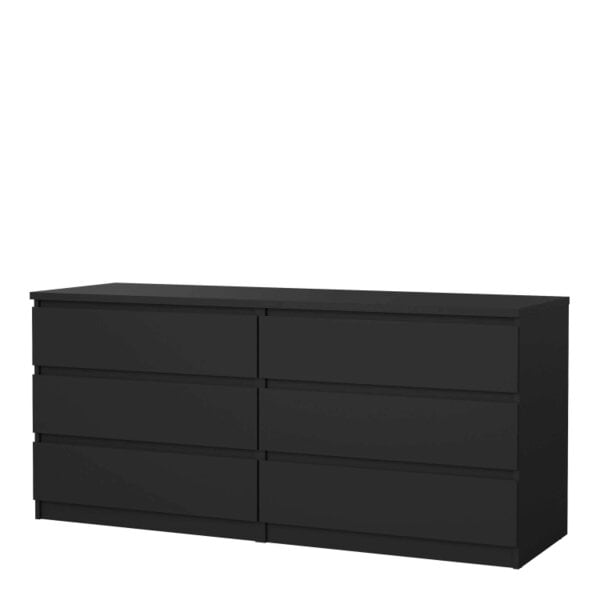 Wyld Haus Budapest Matt Black Wooden Wide Chest 6 Drawers