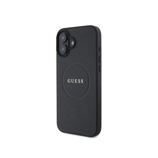 Guess Grained Gold Ring Case with MagSafe for iPhone 16 6.1" Black - GUHMP16SPGHSMMK