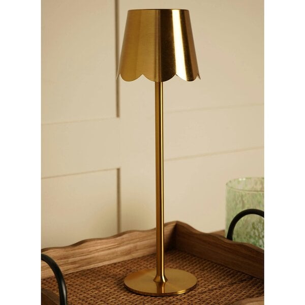 Hestia Scallioped Edge Brass LED Rechargeable Touch Lamp