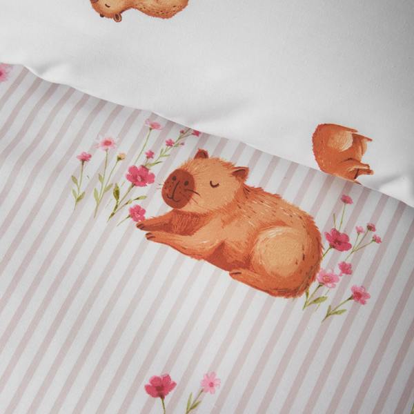 Catherine Lansfield Happy Capybara Reversible Duvet Cover Set Natural
