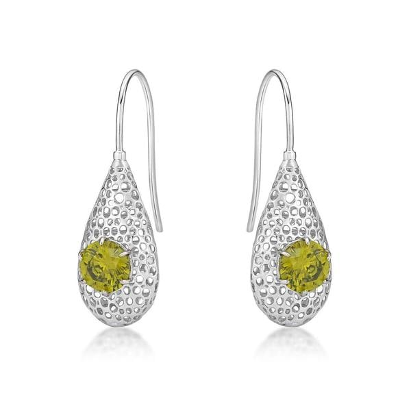 925 Sterling Silver Drop Earrings for Women with Light Green Stones - namana.london