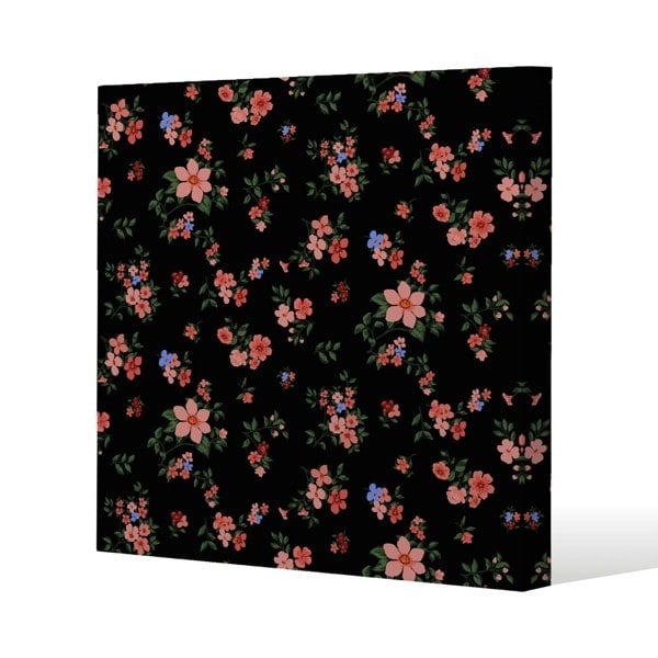 Benjamin Tate Design Beautiful Pink Flowers Slim Style Canvas Print  40x40cm , 15mm Slim Real wood.