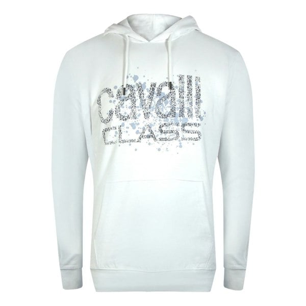 Cavalli Class Cracked Sprayed logo Off White Hoodie