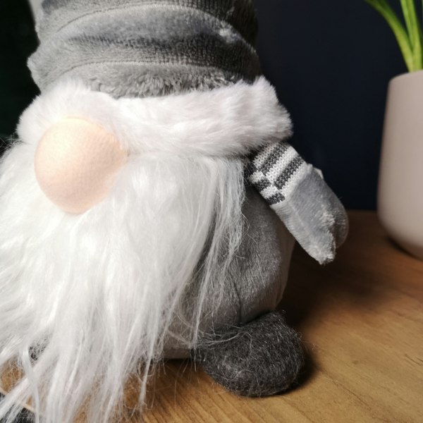 Samuel Alexander 40cm Sitting Plush Christmas Gonk with Grooved Hat in Grey