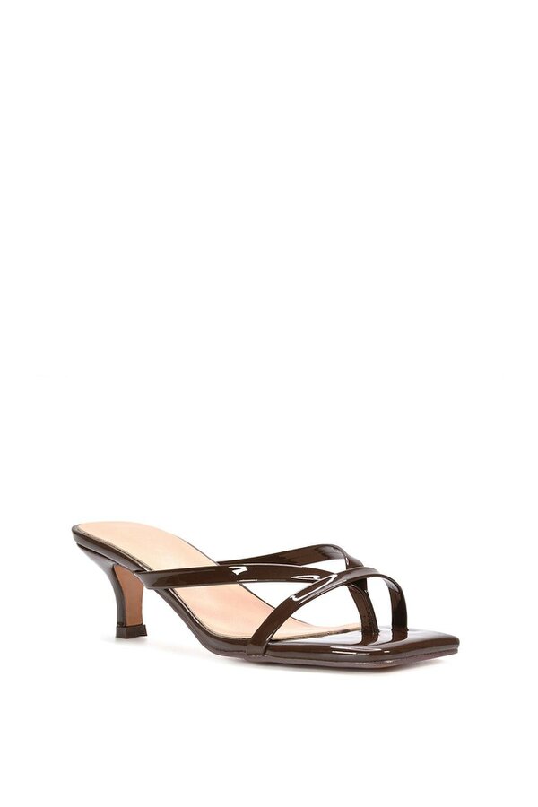 XY LONDON Kitten Heel Sandal Mules With Toe Post