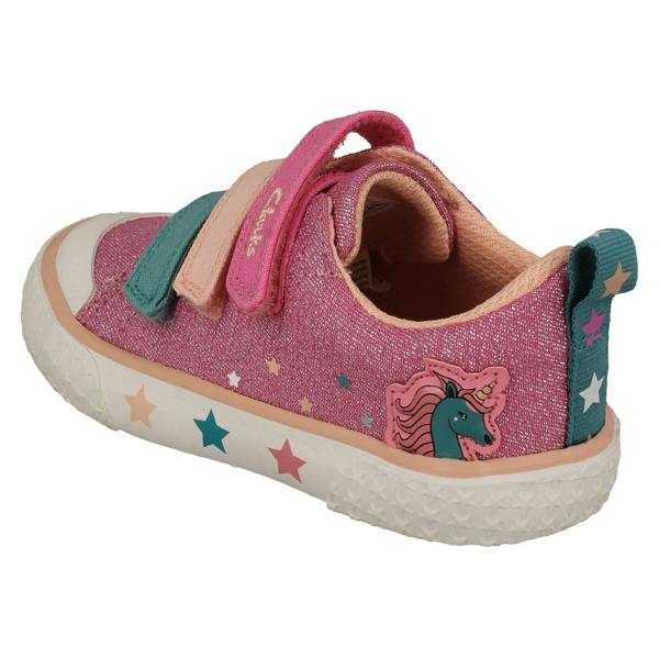 Clarks Childrens Clarks Animal Detailed Hook & Loop Canvas Shoes Foxing Play