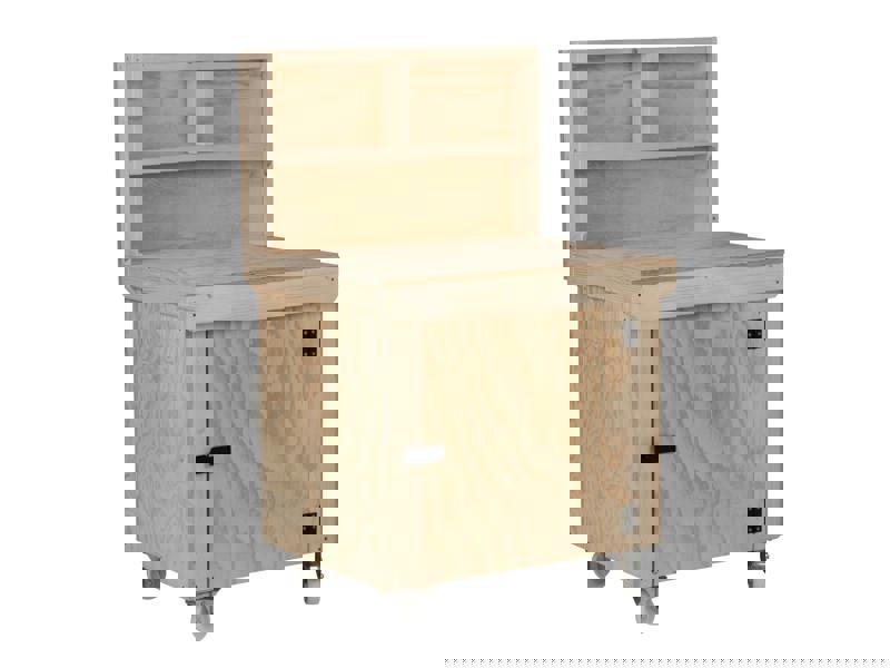 Arbor Garden Solutions Wooden Plywood Top Workbench With Lockable Cupboard (V.9) With back panel, With wheels, Double Shelf