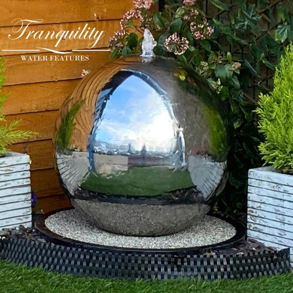 Tranquillity Water Features 50cm Stainless Steel Sphere Modern Metal Water Feature