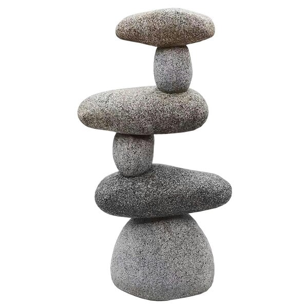 EDH Door Hardware Resin 6 Stone Cairn Sculpture – 30.5cm x 16.5cm x 9cm | Zen Garden Rock Stack for Outdoor & Indoor Décor