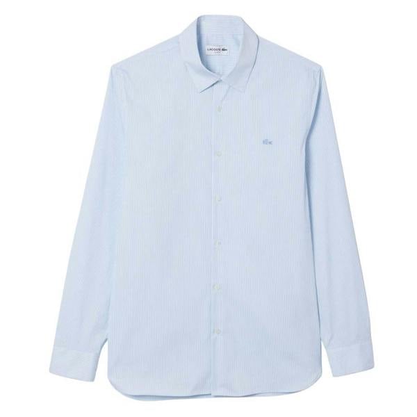 Lacoste Mens Plaid Poplin Slim Shirt - White