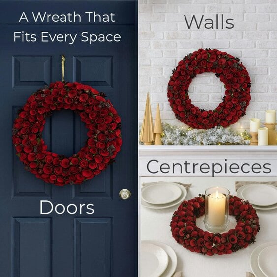 Neo Luxury 50cm Extra Large Red Rose Wreath