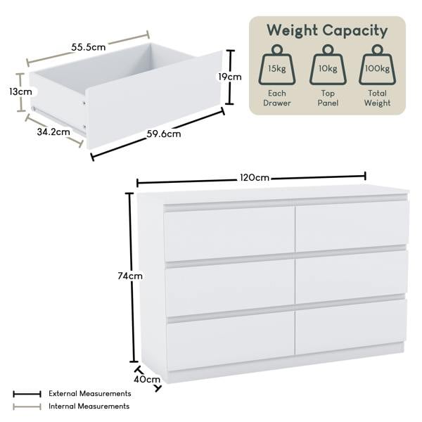 Vida Designs Denver 6 Drawer Chest, Black