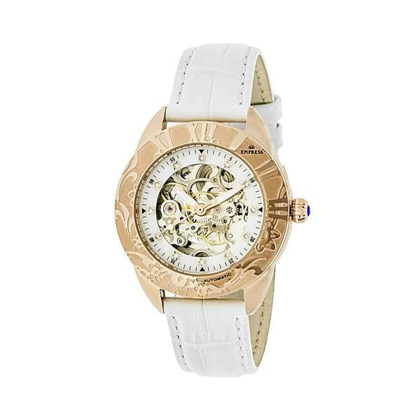 Empress Godiva Automatic MOP Leather-Band Watch - Rose Gold/White - EMPEM1106