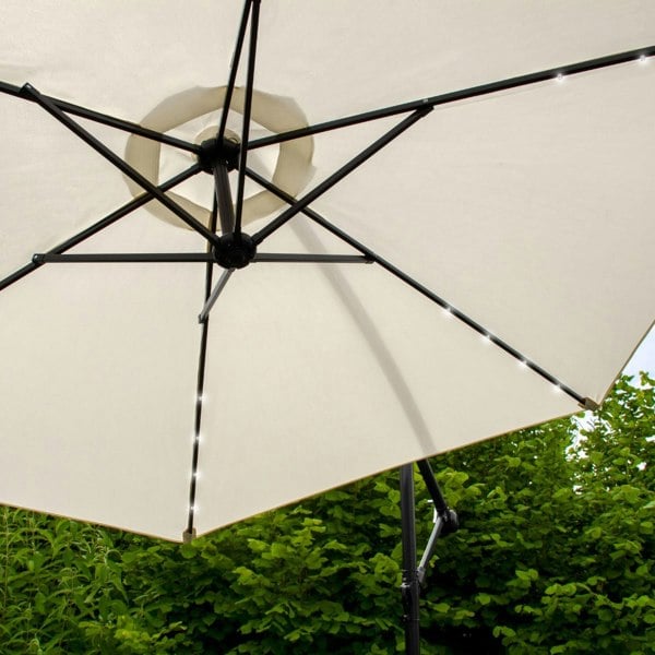 Monstershop Cream 3m LED Cantilever Parasol With Fan Base