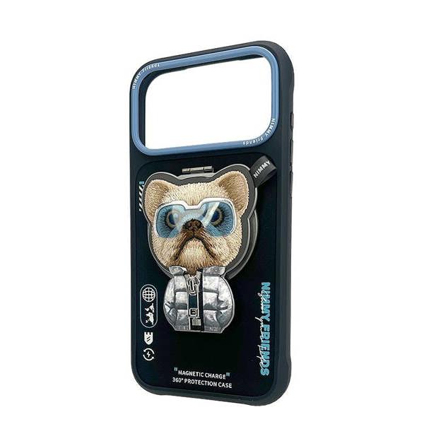 Nimmy Friends Nimmy Cool & Cute 2.0 Little Rich Tycoon Dog Case with MagSafe Stand for iPhone 17 Pro Max 6.9" Black Blue