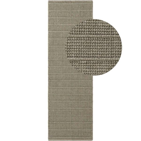 Camden Wool Parker Rug Grey, heat-insulting, striped textured design.