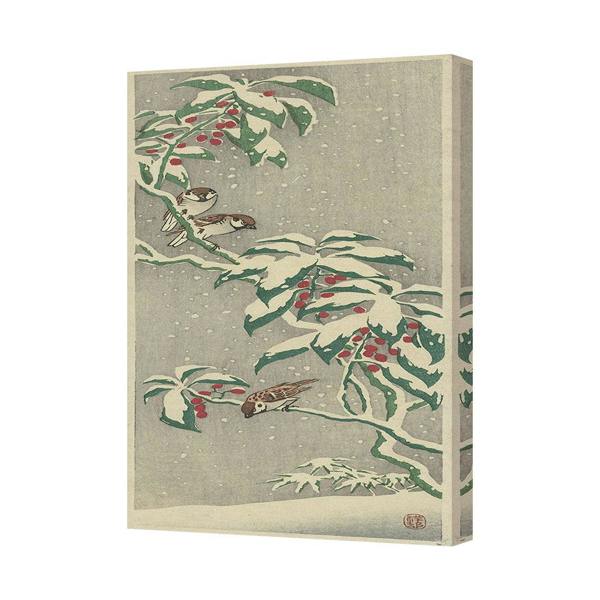 Benjamin Tate Design Winter Birds on Snowy Branches Canvas Wall Art Print