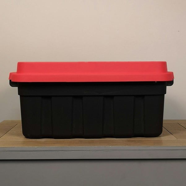 Samuel Alexander 37L Black and Red Tuff Stackable Storage Box with Lid and Carry Handles