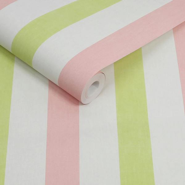 Joules Multi Stripe Pink Chartreuse Wallpaper