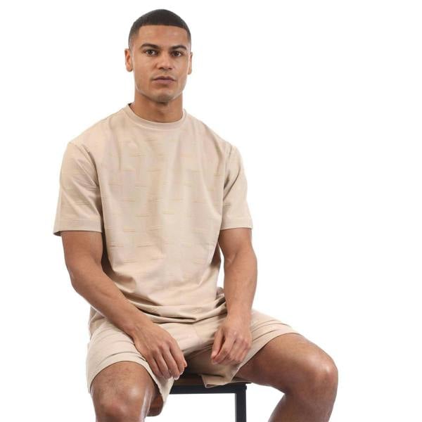 Hugo Mens Logo Embossed Regular T-Shirt - Beige - 