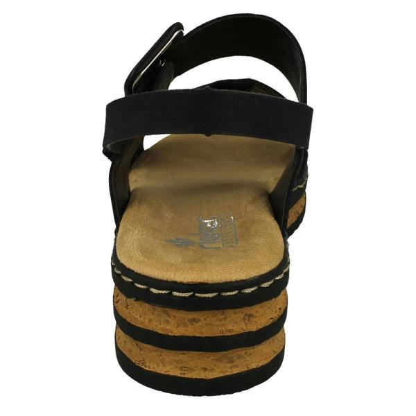 Rieker Ladies Rieker Buckle Detailed Adjustable Wedge Heeled Sandals 62950