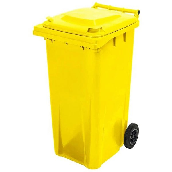 140L Compact Sized Waste Recycling Wheelie Bins With Strong Rubber Wheels & Lid