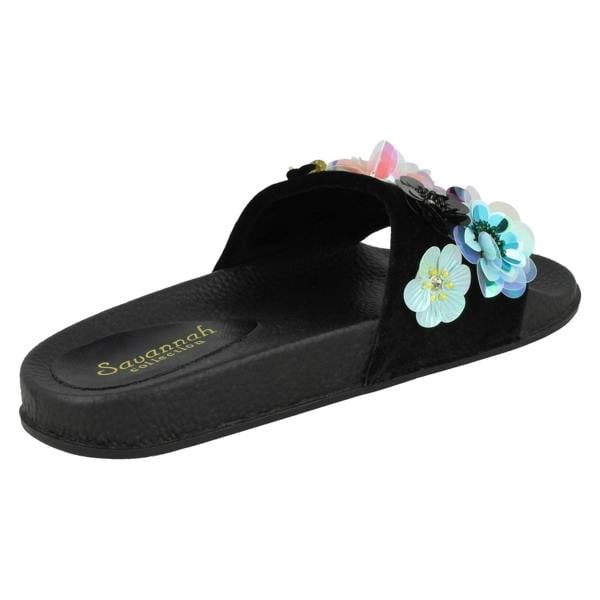 Savannah Ladies Savannah Sequin Flower Slider Mules
