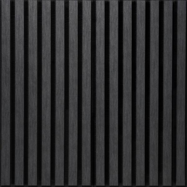 Wallsupply UltrAcoustic Eco Tile Wood Effect Recycled Felt & EPS Acoustic Slat Wall 58 x 29cm Panels, 6pcs 1.01m², Anthracite Grey